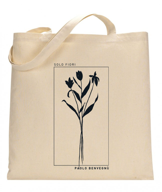 Shopper natural 'Solo fiori' - stampa nera